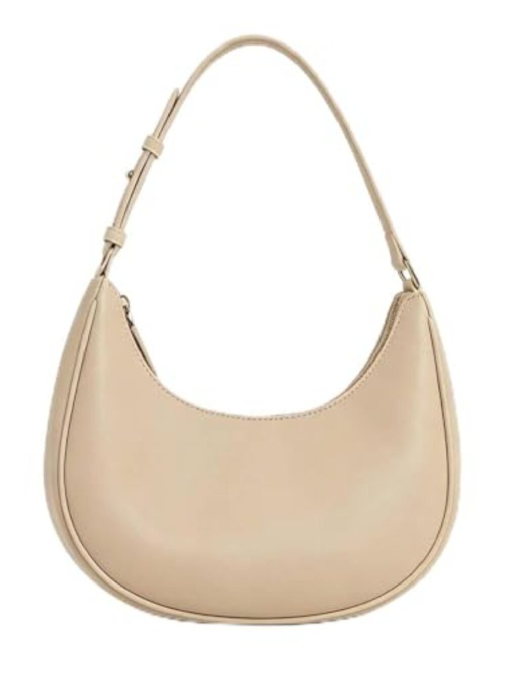 Faux Leather Crescent Hobo Bag Adjustable Zip Shoulder Tote